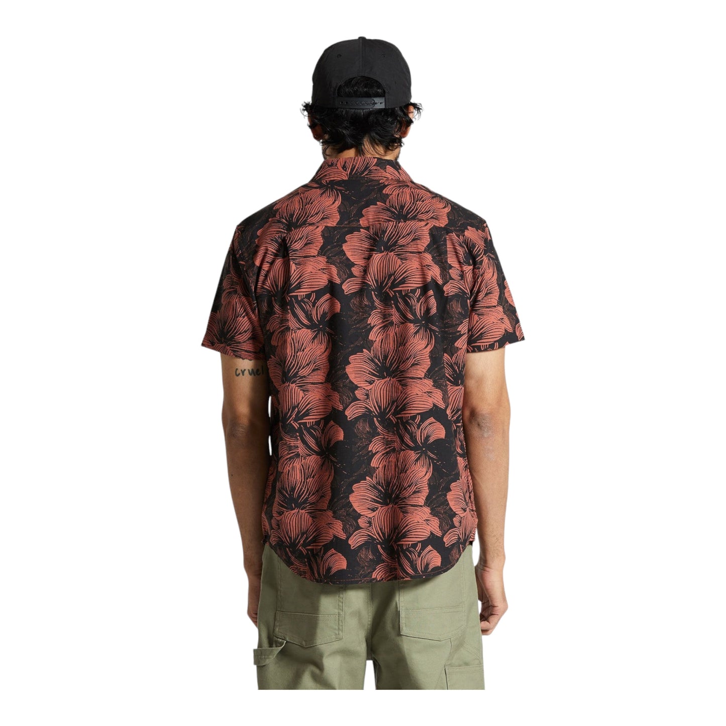 Brixton - Charter Print S/S Shirt - Washed Black / Terracotta Floral