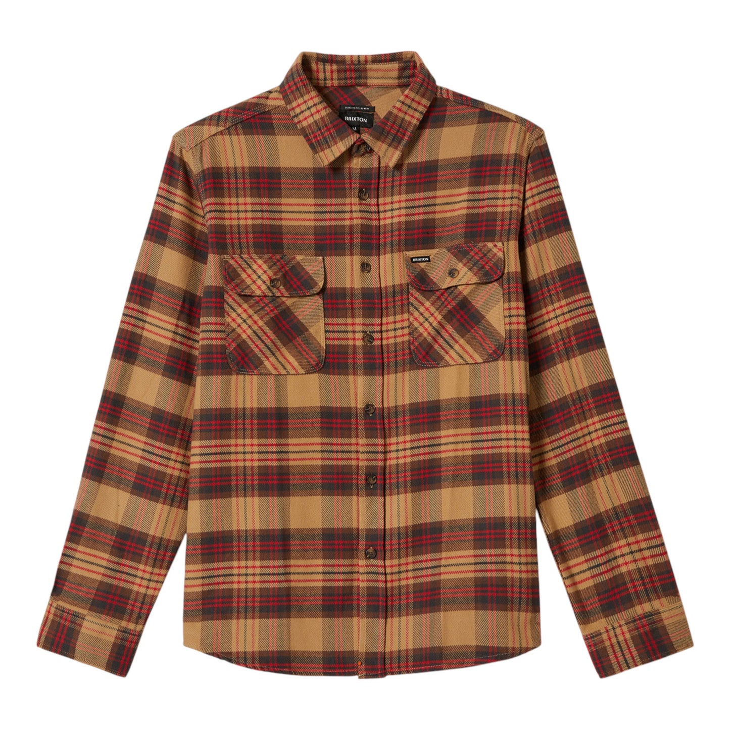 Brixton - Bowery L/S Flannel - Curry / Washed Black / Crimson