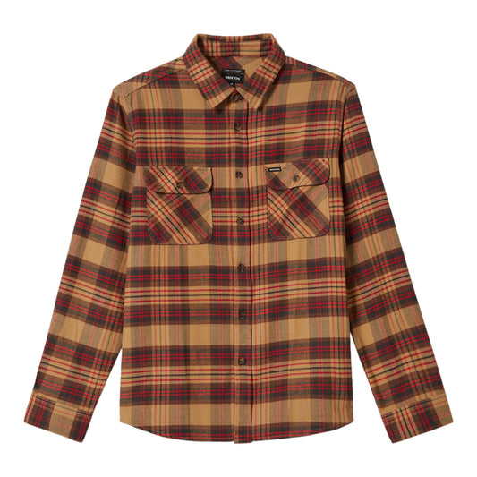 Brixton - Bowery L/S Flannel - Curry / Washed Black / Crimson