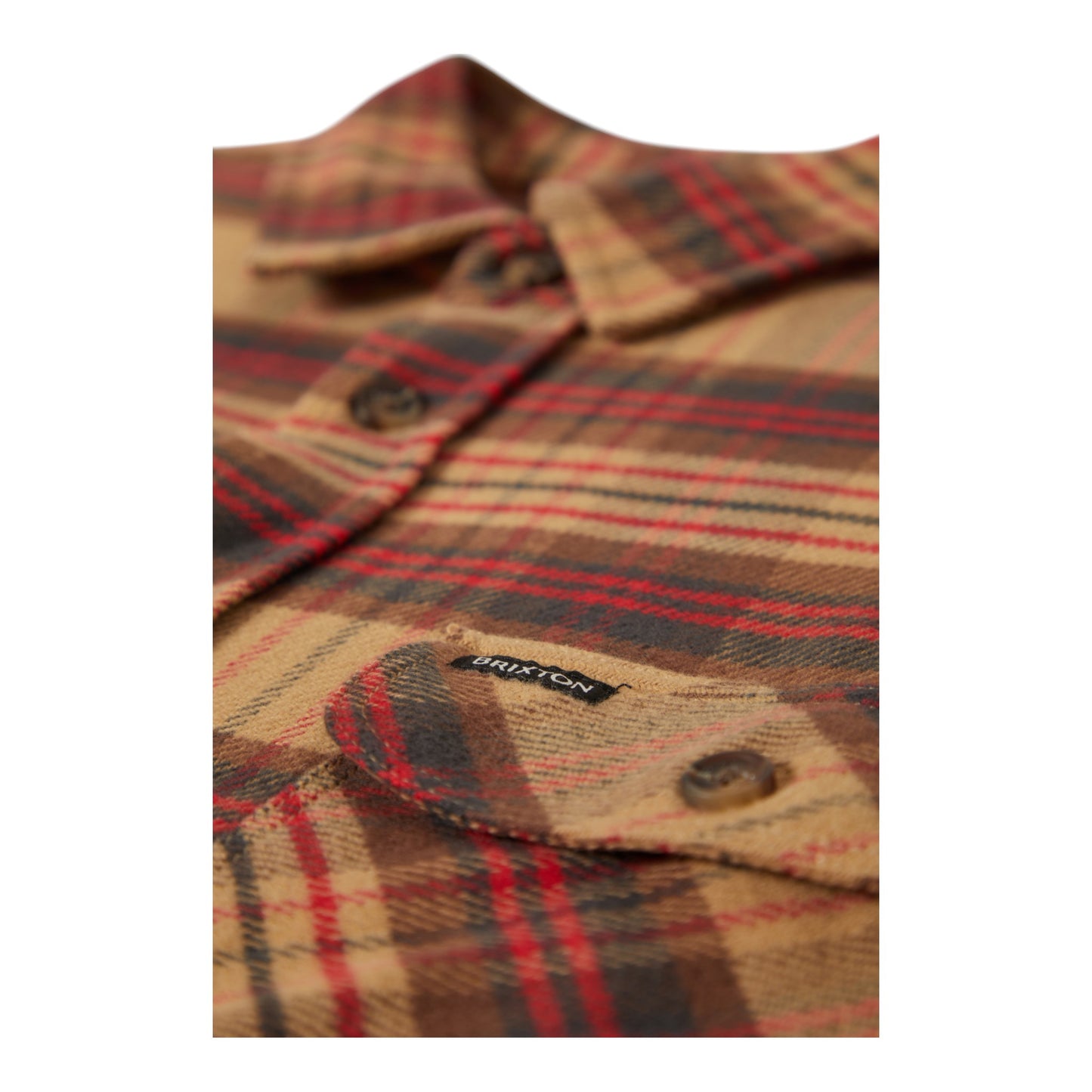 Brixton - Bowery L/S Flannel - Curry / Washed Black / Crimson