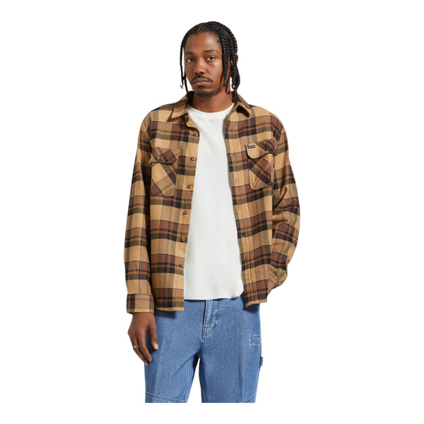 Brixton - Bowery L/S Flannel - Tiger's Eye / Pinecone Brown