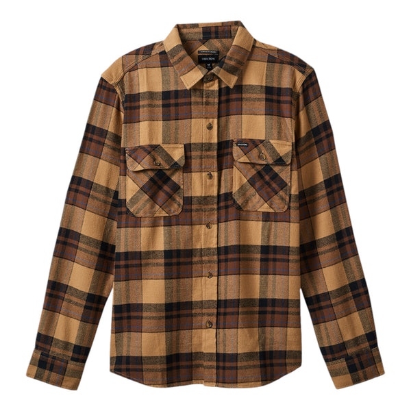 Brixton - Bowery L/S Flannel - Tiger's Eye / Pinecone Brown