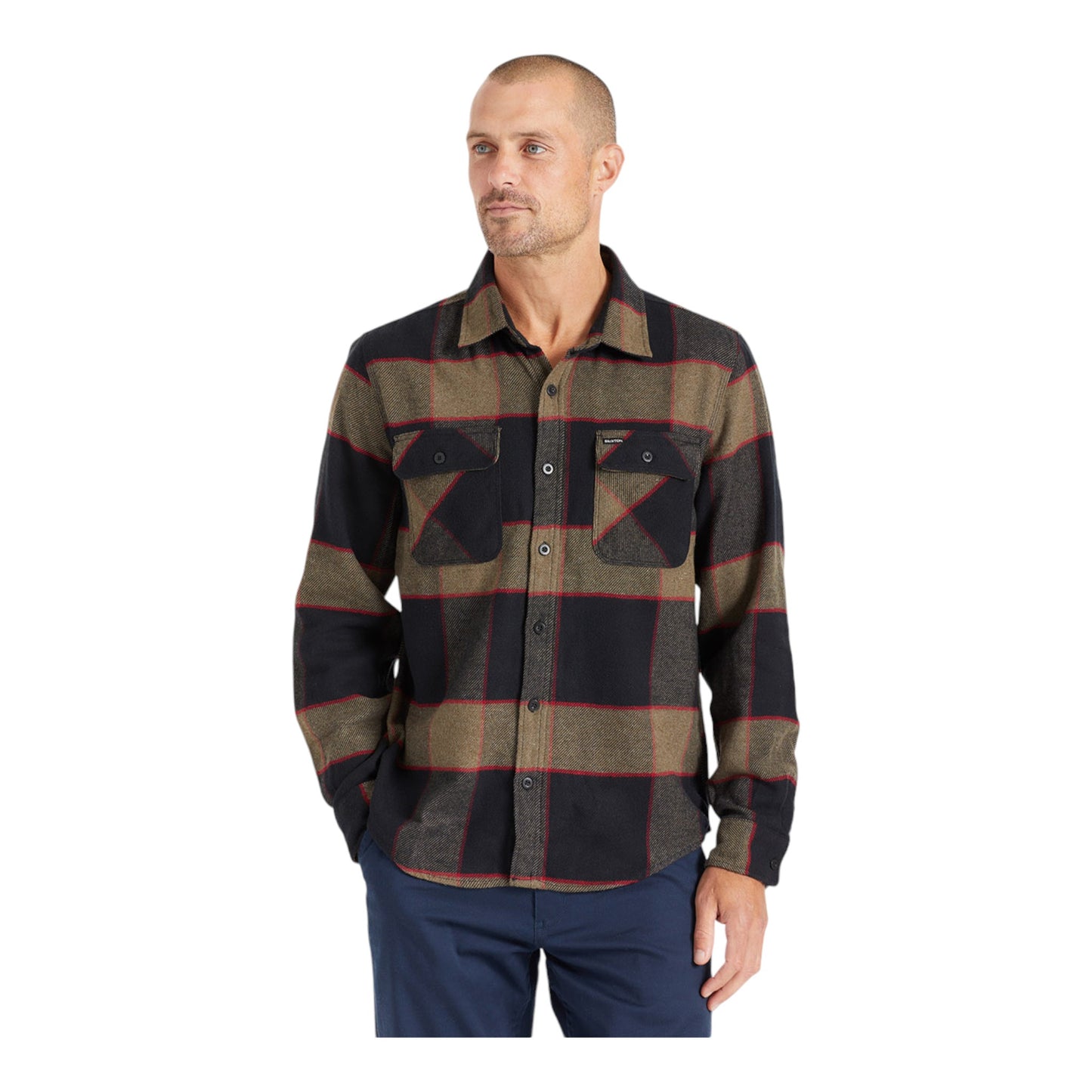 Brixton - Bowery L/S Flannel - Heather Grey / Charcoal