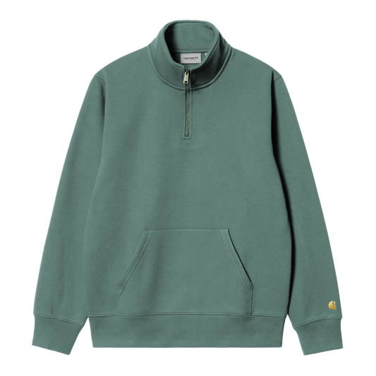 Carhartt WIP Chase Neck Zip Sweat - Silver Pine/Gold