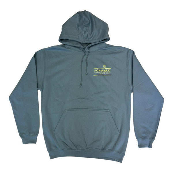 Forw4rd Meggies Mono Crest Hoody - Dusty Blue/Yellow