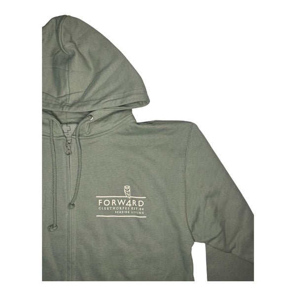 Forw4rd Meggies Mono Crest Zip Hoody - Dusty Green