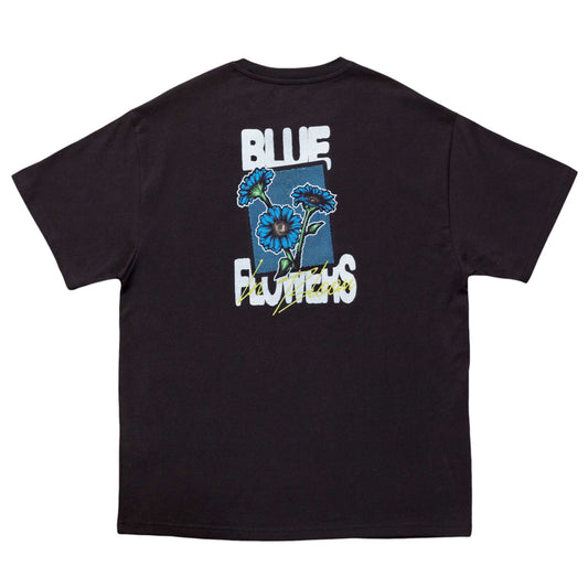 Blue Flowers In Bloom T-Shirt - Black