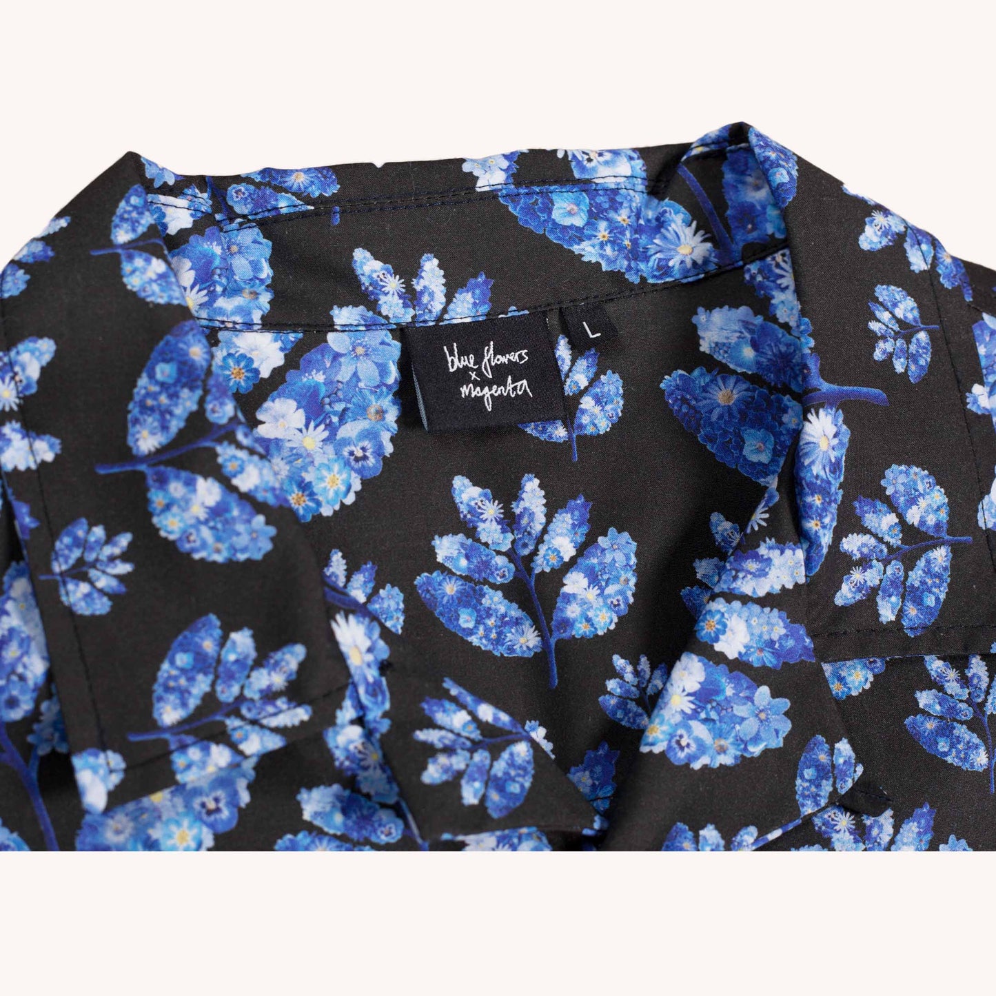 Blue Flowers x Magenta Shirt - Black