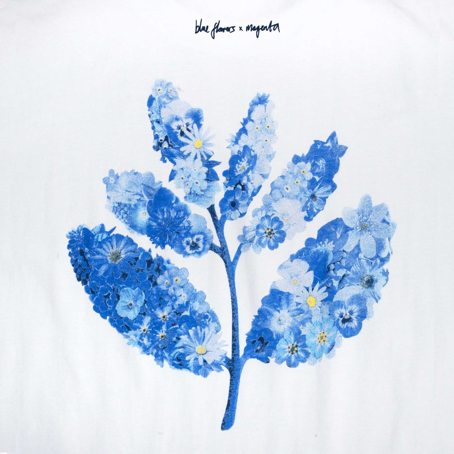 Blue Flowers x Magenta T-Shirt - White