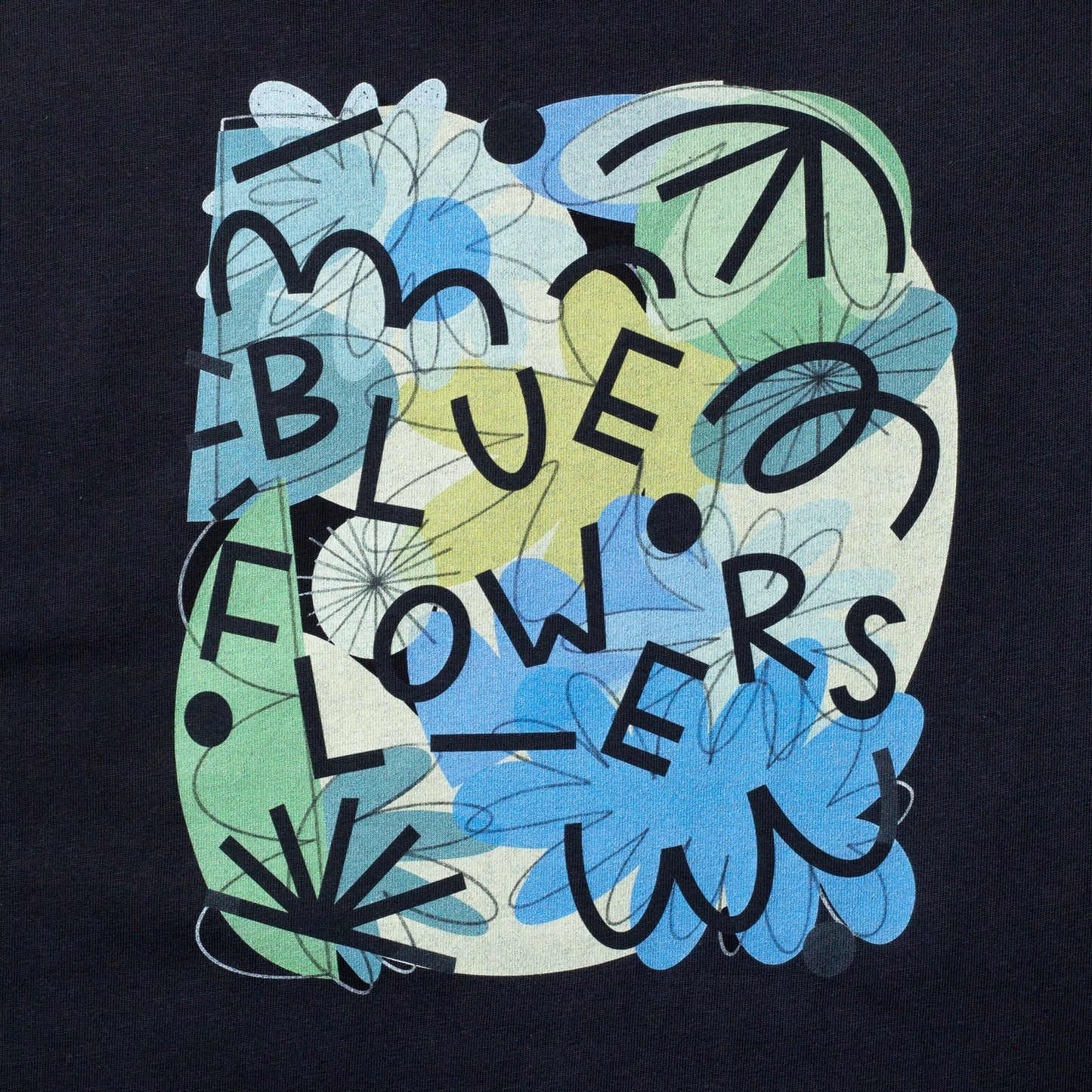 Blue Flowers Pollinator T-Shirt - Black