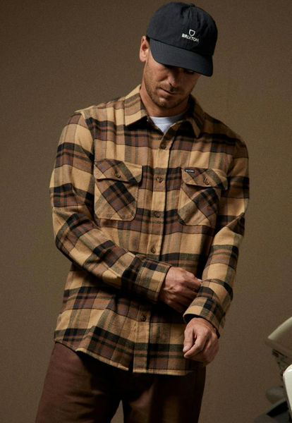 Brixton - Bowery L/S Flannel - Tiger's Eye / Pinecone Brown