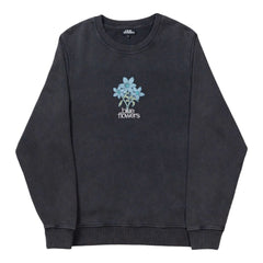 Blue Flowers - Washed Flower Sweatshirt - Stone Wash