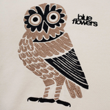 Blue Flowers - Owl Sweatshirt - Cream