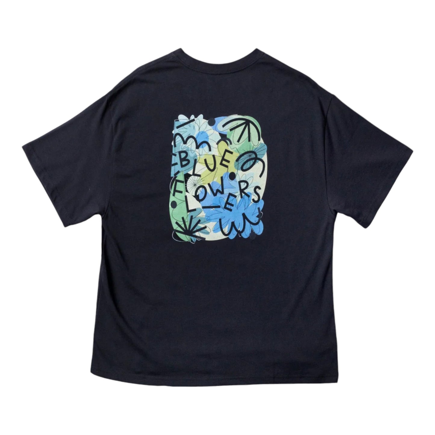 Blue Flowers Pollinator T-Shirt - Black