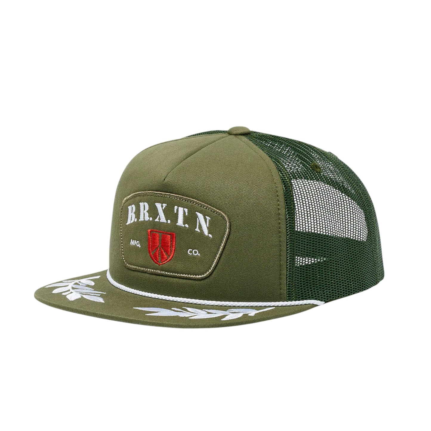 Brixton Peace Shield MP Trucker Hat, Olive Surplus