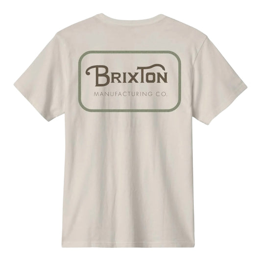 Brixton Grade S/S T-Shirt - Cream / Dark Brown / Washed Olive