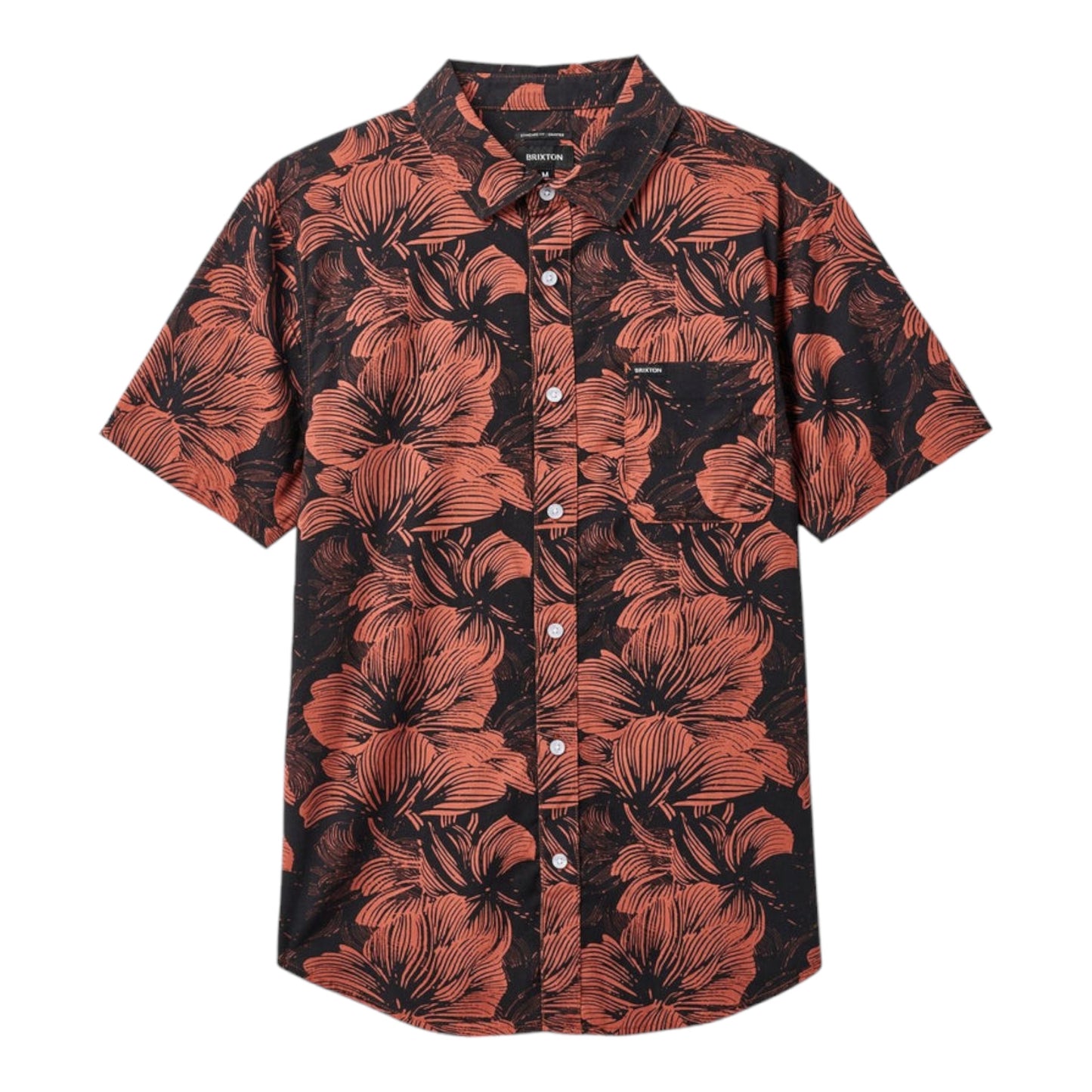 Brixton - Charter Print S/S Shirt - Washed Black / Terracotta Floral