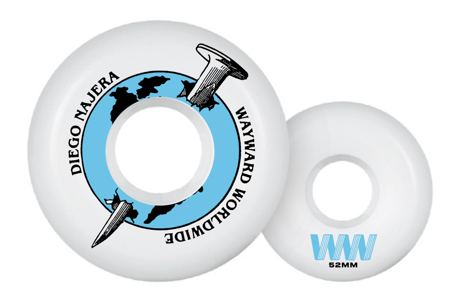 Wayward Funnel Pro Wheel - Diego Najera 52mm (White/Blue)